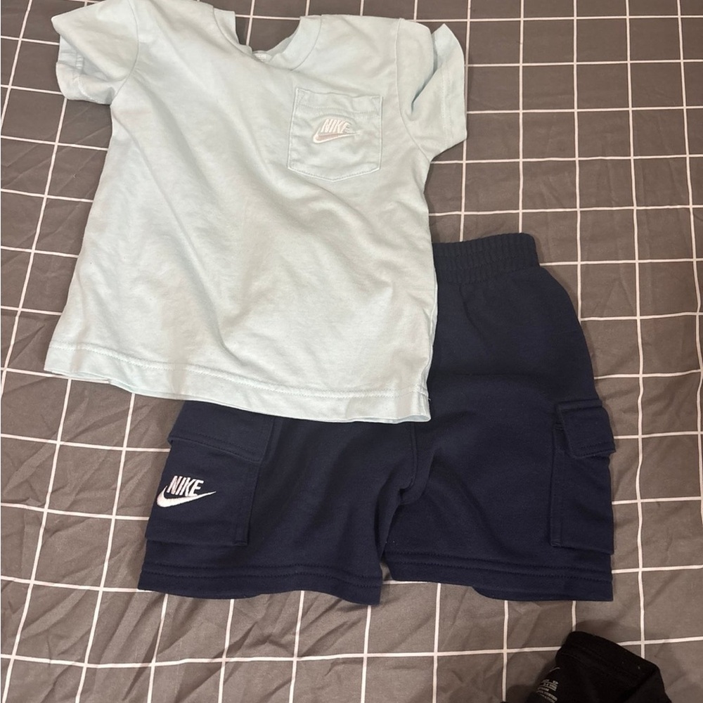 Nike Kids Light Blue and Black T-Shirt with Navy and Black Shorts Set - Picture 3 of 3